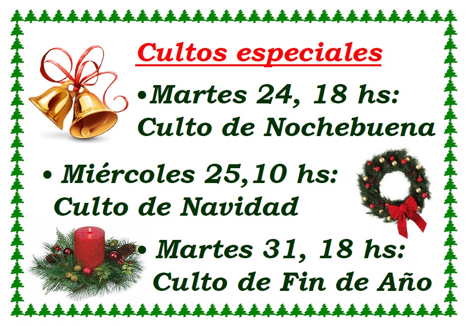 cultos especiales Nochebuena Navidad Fin de Año